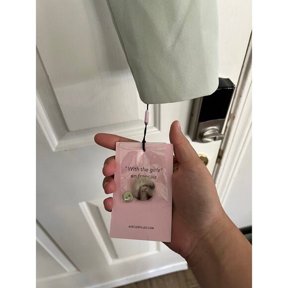 Anthropologie Avec les Filles Sage Mint Green Cropped Blazer Jacket Size Large - Picture 7 of 7